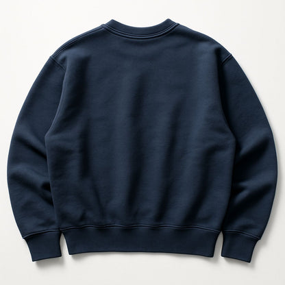 Back view of FineAF CONFIDENT sweatshirt in navy — clean silhouette, heavyweight organic cotton.