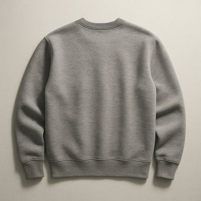 Back view of FineAF Magnetic grey sweatshirt, lightweight fleece in matte heather finish