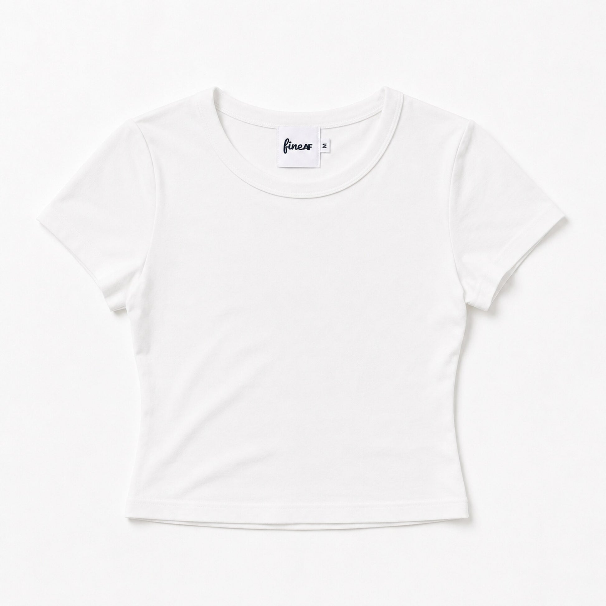 Front flat lay of the white FineAF Cropped Tee, 265 g/m2 cotton with elastane