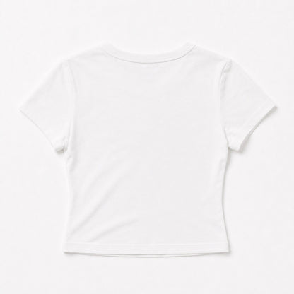 Back flat lay of the white FineAF Cropped Tee