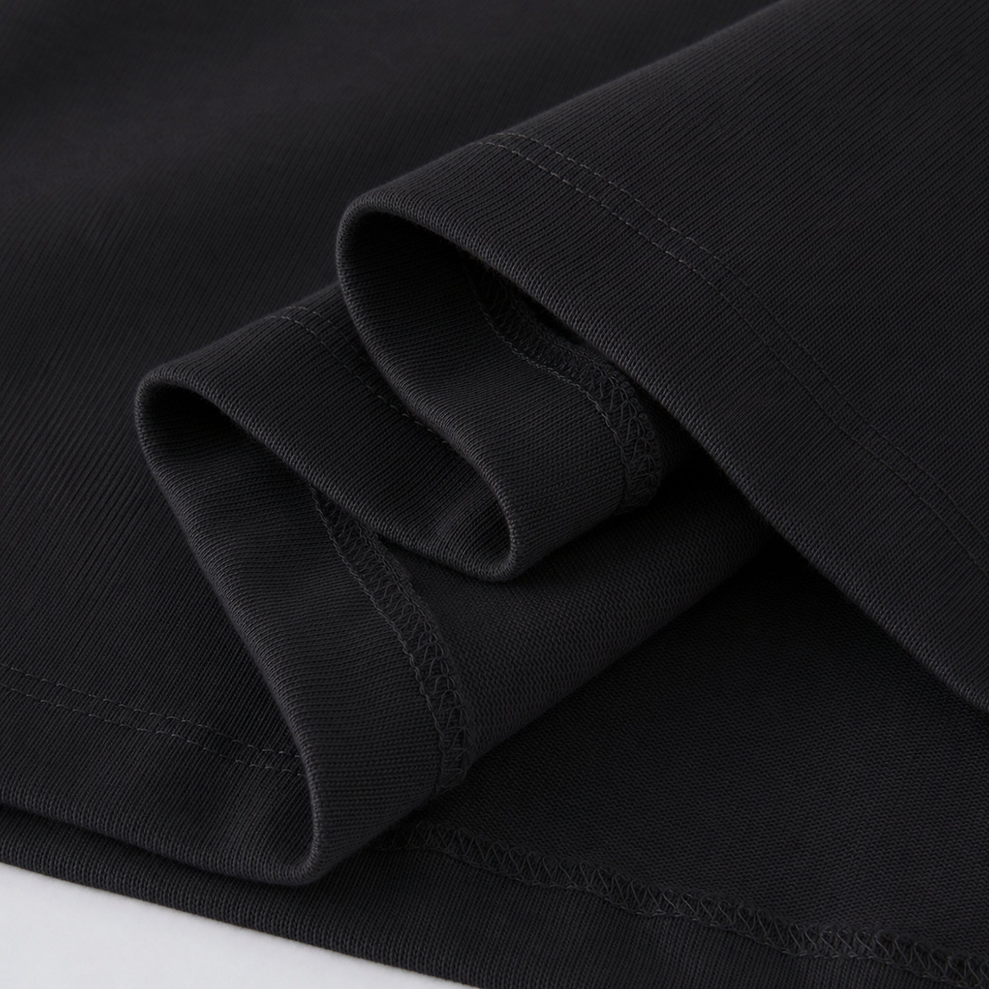 FineAF Black heavyweight T-shirt sleeve opening detail