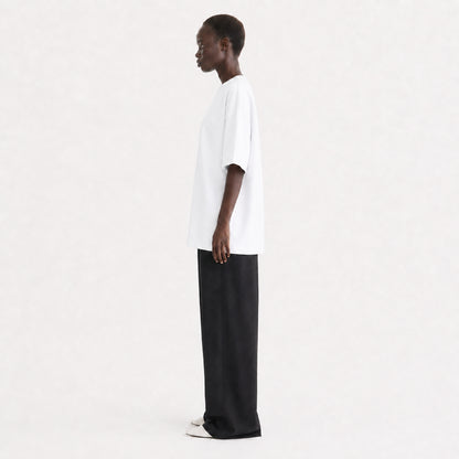 FineAF Collection One heavyweight drop-shoulder T-shirt in White, side view showing the square fit