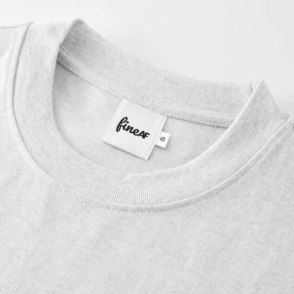 FineAF White heavyweight T-shirt neckline and FineAF label detail