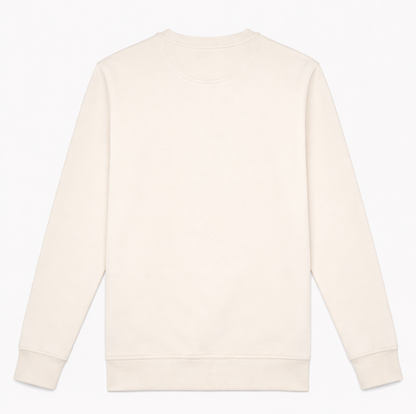 Ivory FineAF crewneck sweatshirt, studio back view on white background showing plain back.
