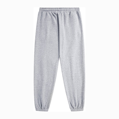 Back flat lay of pocket-free light grey FineAF Magnetic pants with elastic waistband and ankles