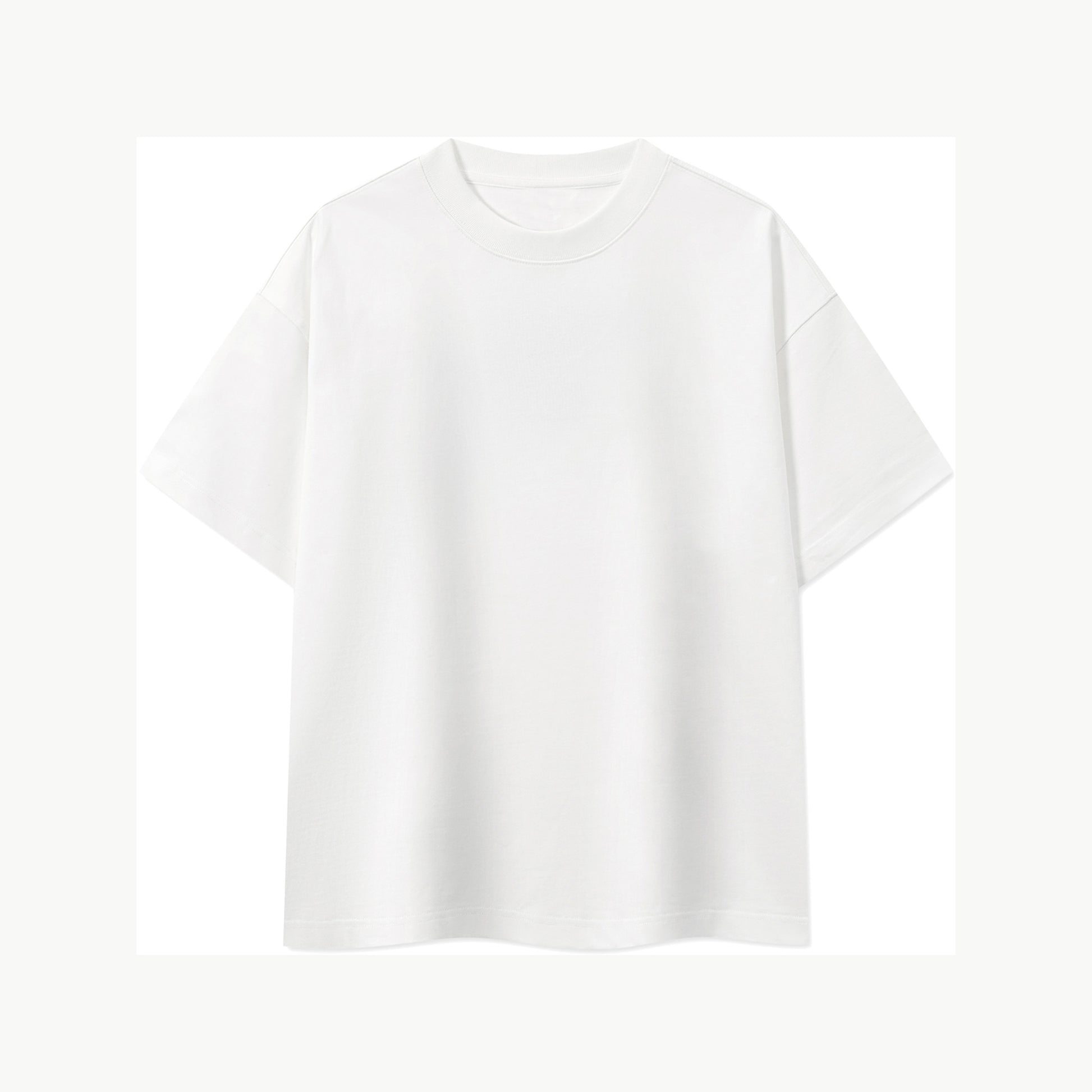 Front flat lay of the white FineAF Boxy Tee showing its square 400 g/m2 cotton cut