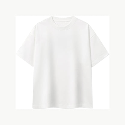 Front flat lay of the white FineAF Boxy Tee showing its square 400 g/m2 cotton cut