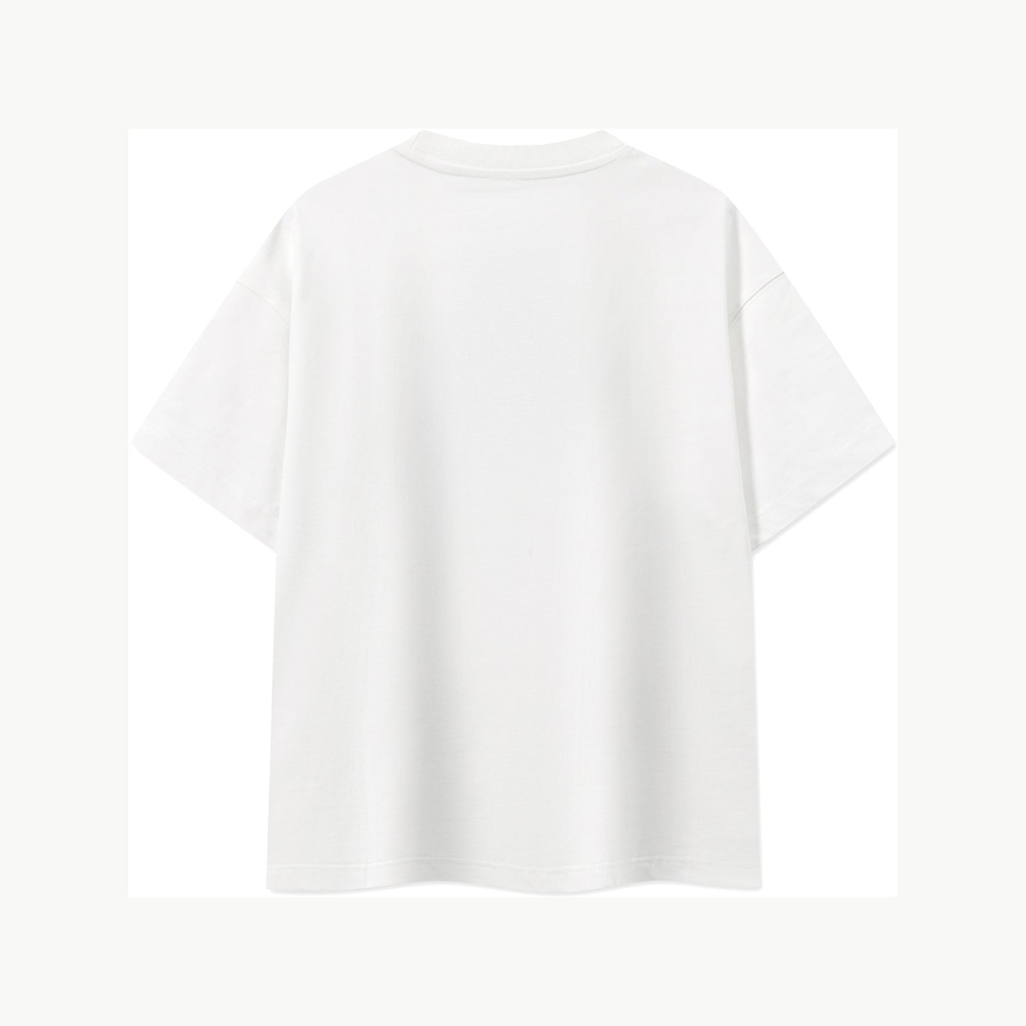 Back flat lay of the white FineAF Boxy Tee, unprinted 100% cotton