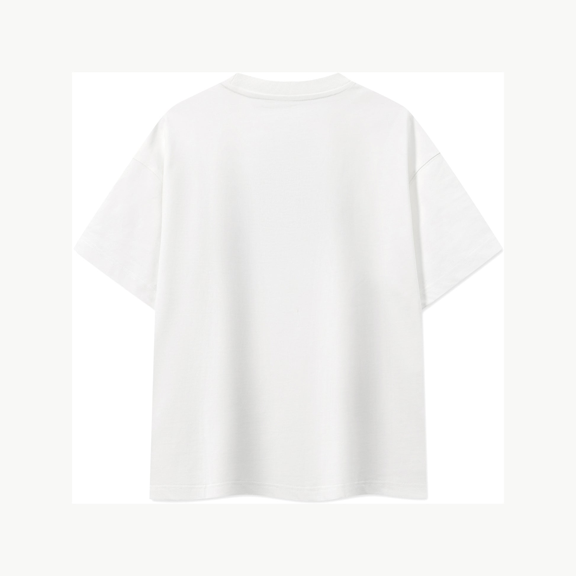 Back flat lay of the white FineAF Boxy Tee, unprinted 100% cotton