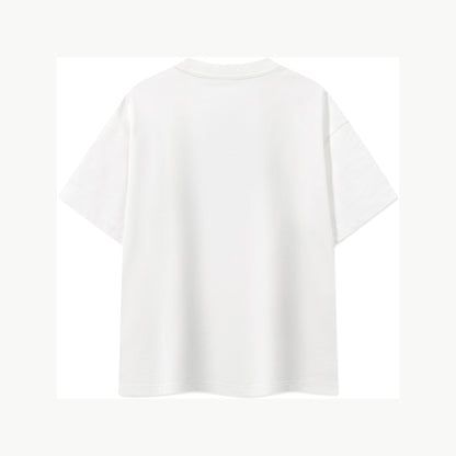 Back flat lay of the white FineAF Boxy Tee, unprinted 100% cotton