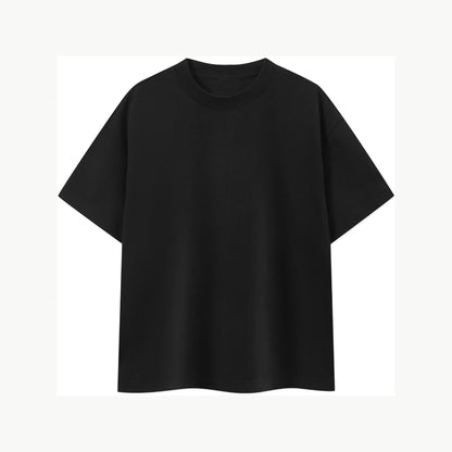 Front flat lay of the black FineAF Boxy Tee showing its square 400 g/m2 cotton cut