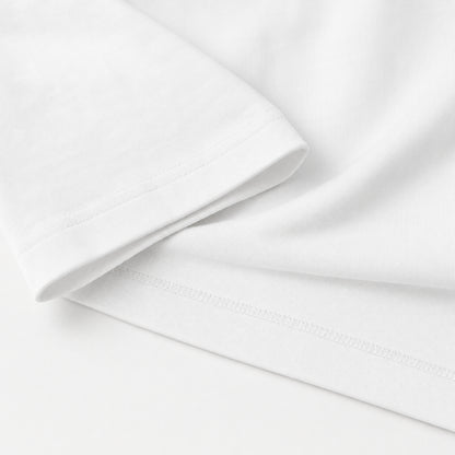 White FineAF Boxy Tee sleeve hem stitching and heavy cotton jersey detail