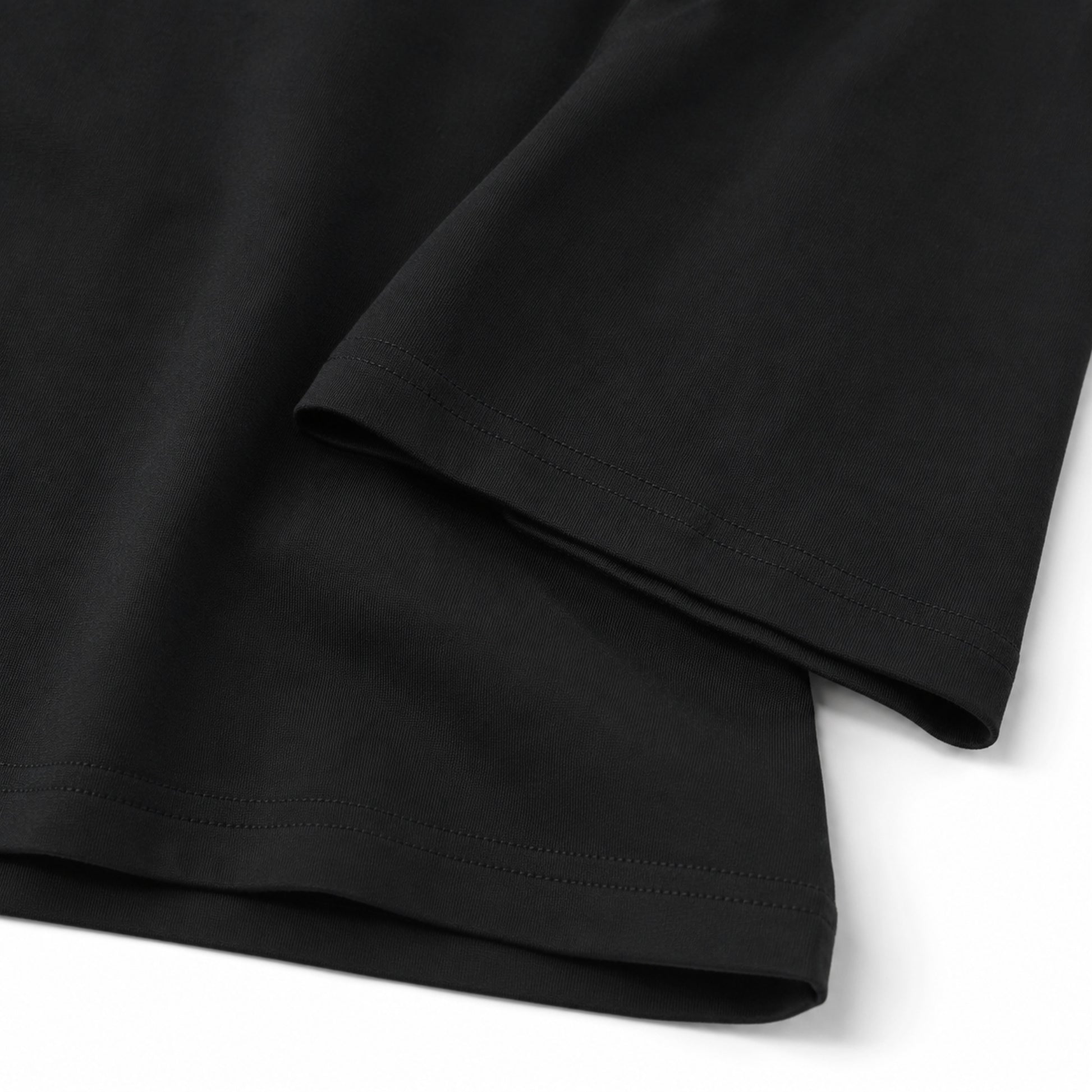 Black FineAF Boxy Tee sleeve hem stitching and heavy cotton jersey detail