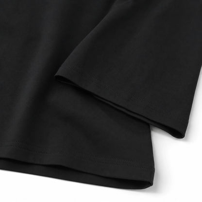 Black FineAF Boxy Tee sleeve hem stitching and heavy cotton jersey detail