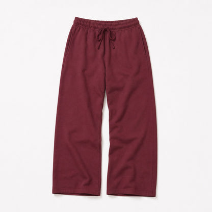 Front flat lay of FineAF Visionary deep-wine straight-leg pants with drawstring waist and side pockets.