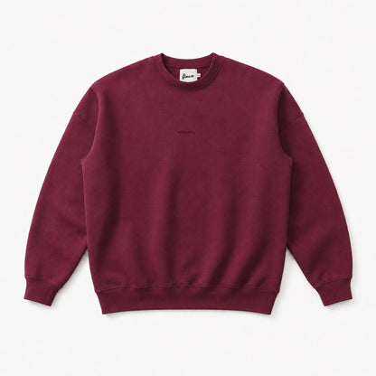 Front flat lay of the FineAF Visionary heavyweight wine sweatshirt