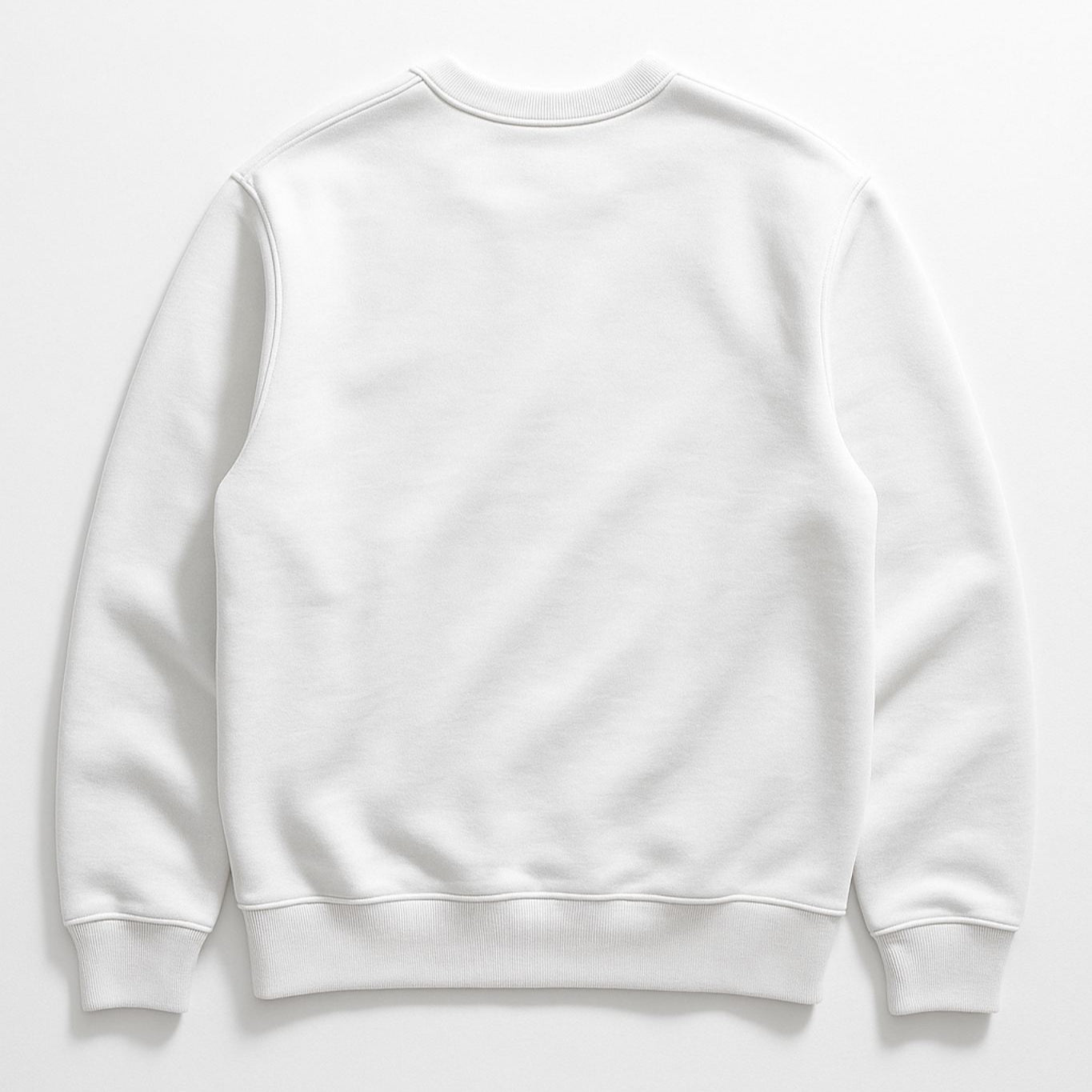 Rear view of FineAF white GROUNDED sweatshirt, unisex fit, sustainable organic cotton.